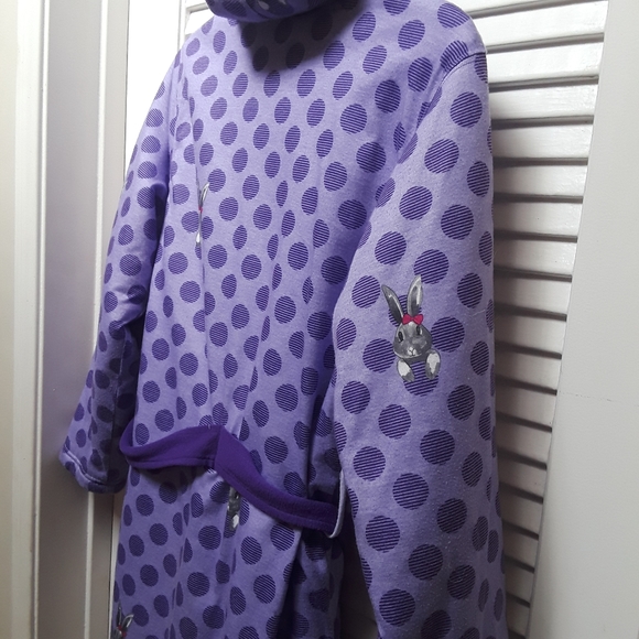 Woodrow & Friends Kid's  Sherpa Lined Robe Bunny Purple L (14/16) - Picture 8 of 10